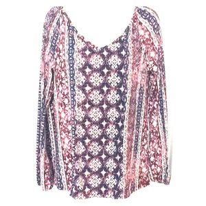 Lucky Brand Boho multi pattern long sleeve top